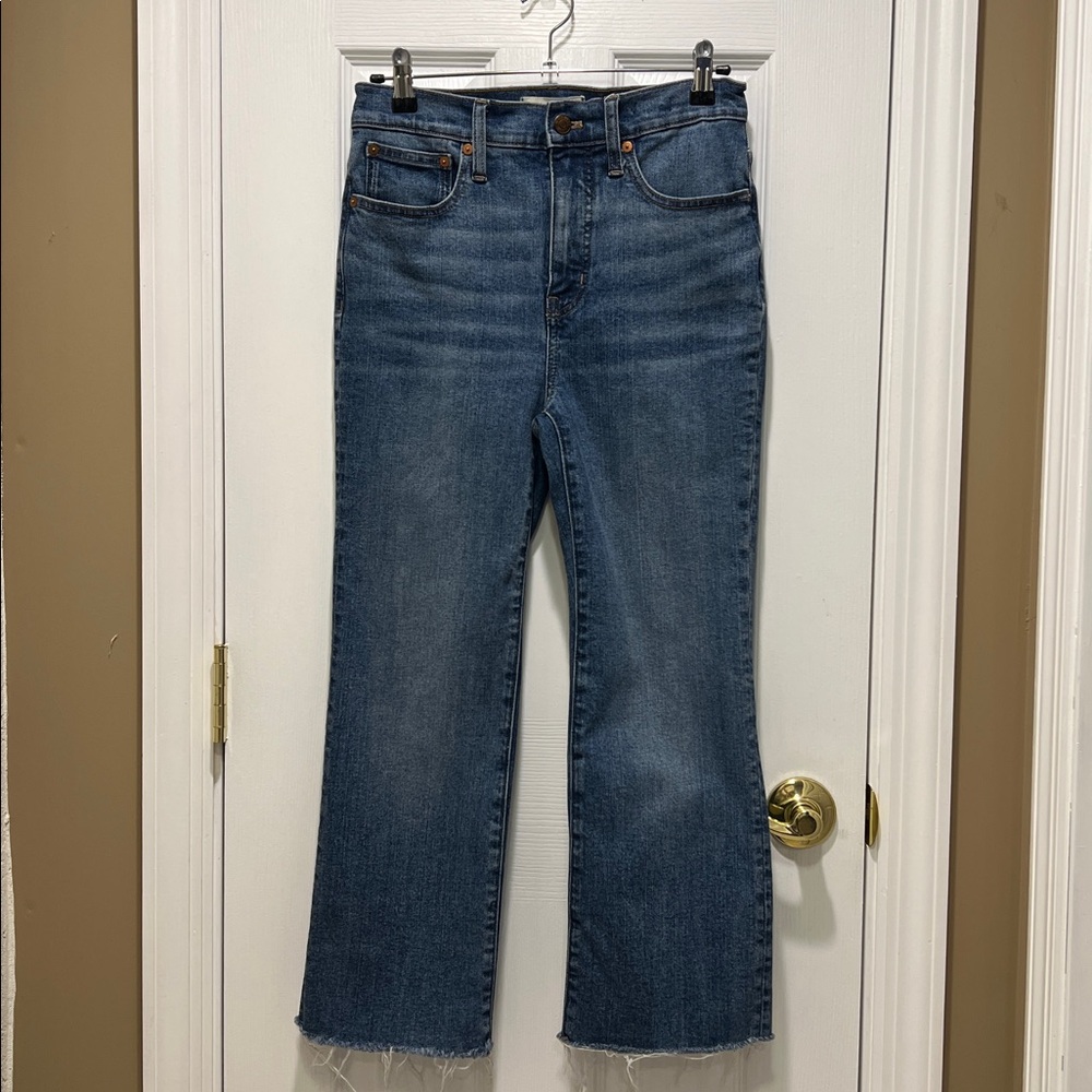 Madewell Cali Demi-Boot Jeans - Raw Hem Cropped Blue Size 26
